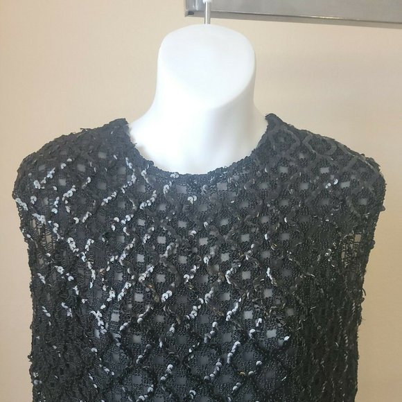 Koret of California True Vintage Knit crew neck black vest with sequins Small - Picture 3 of 8
